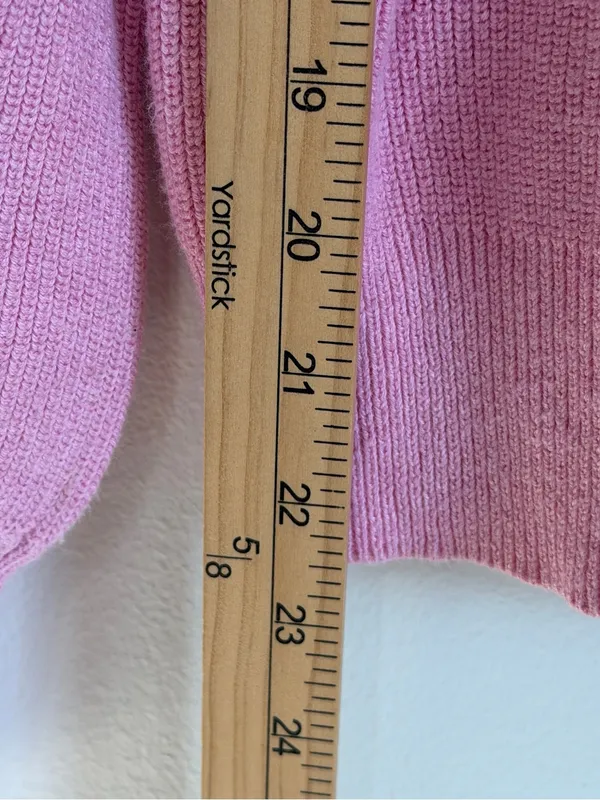 White + Warren Pink Cotton Silk Rib Trim Crew Neck Sweater Size Large - Image 8