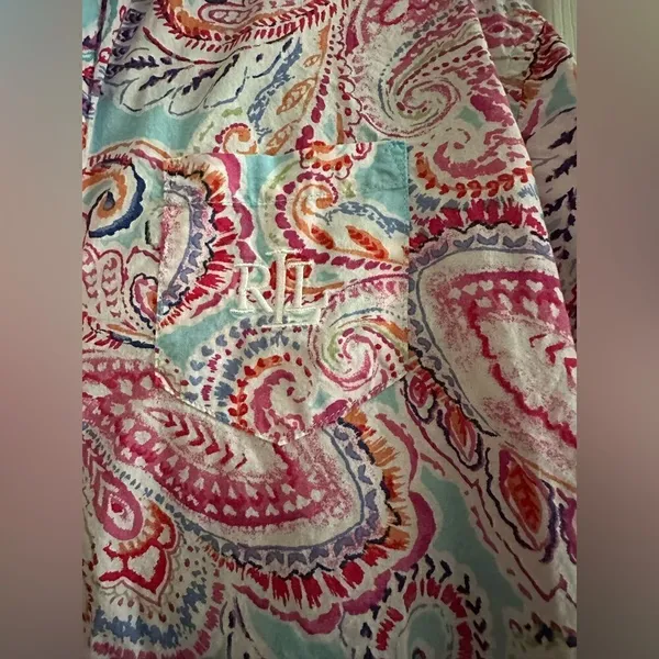 Lauren Ralph Lauren Paisley Pajama Top S - Image 5
