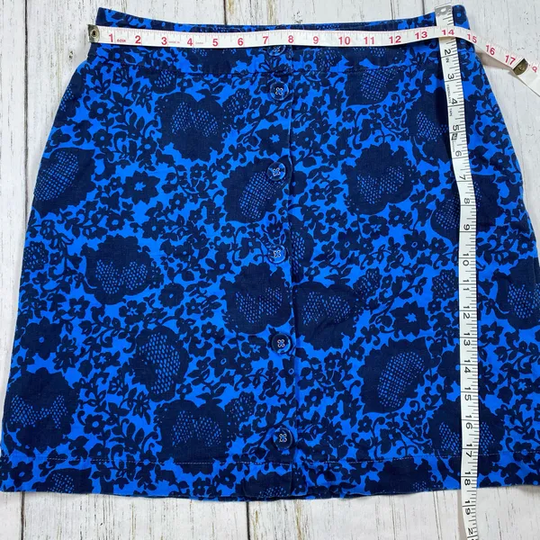 Boden Sara Linen Button Front Blue Floral Skirt - Image 2