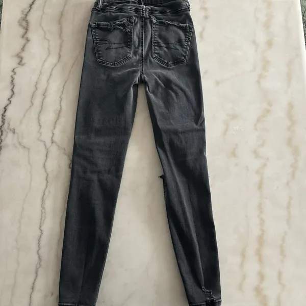 American Eagle Outfitters High Rise Black Jeans Lu(x)e Skinny Jeans Size 000 - Image 4