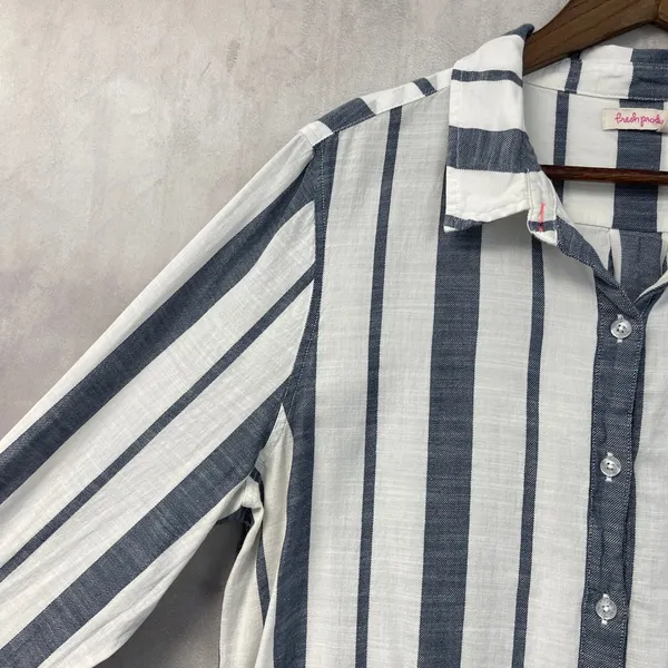 Fresh Produce Women Button Down Top Size XL Striped Cotton Coastal Beachy Preppy - Image 5