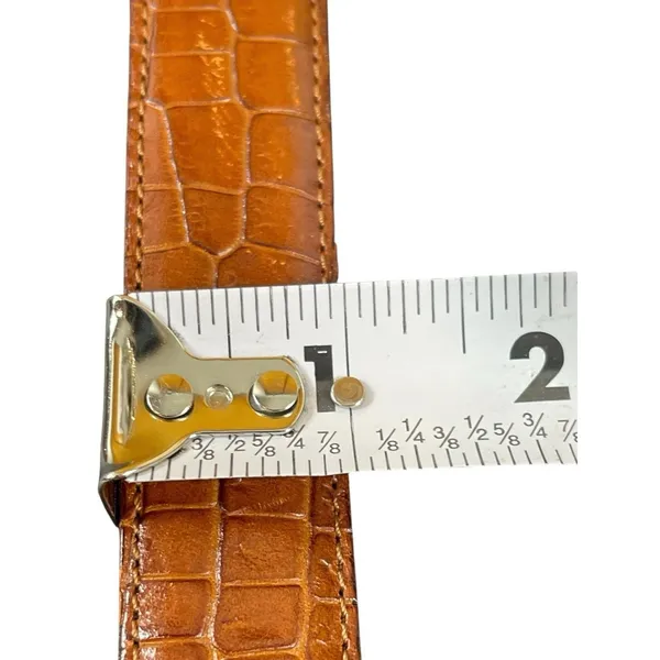 Talbots Made in Italy Brown Croc Embossed Genuine Leather Belt Women’s M Y2K VTG - Image 12