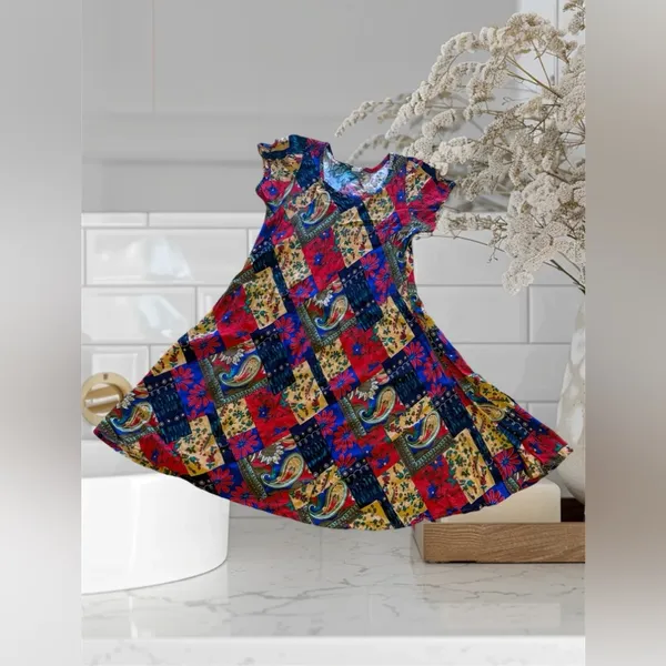 Multi colored cotton dress MULTI-COLOR Floral DRESS Young WomanSummer Spring s - Image 2