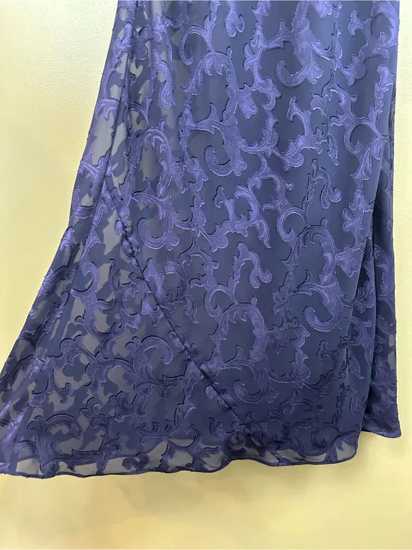 Vintage 90s Victoria’s Secret Gold Label Purple Maxi Slip Dress Sheer Scroll S - Image 4