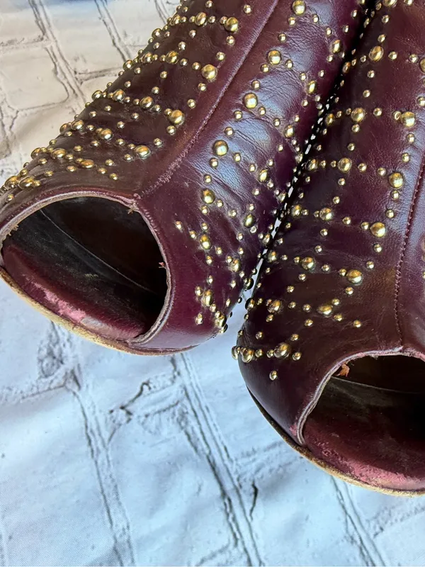 Schutz Slingback Peep-Toe Studded Heels 6B Leather Rocker Going Out Party - Image 13