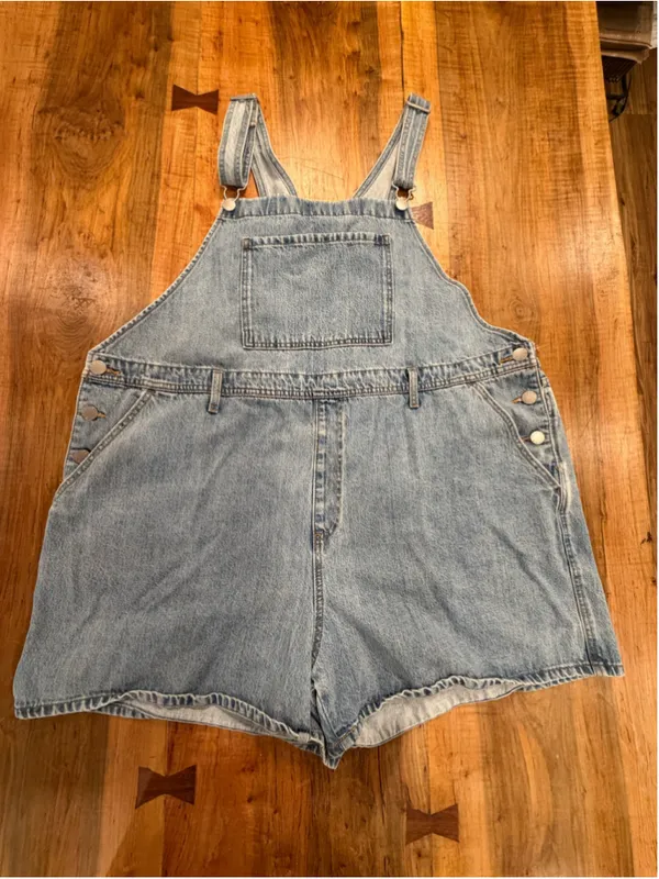 PARKE Denim Shortalls Romper Womens Plus 2X Blue Overalls Mini Coverall Cotton - Image 3