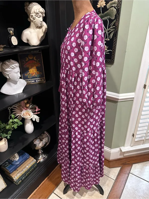Cezele Print Three Quarter Puff Sleeve Maxi Dress size small - Image 6