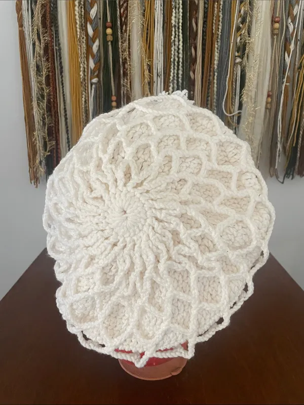 Handmade white Crochet Beanie Hat - boho festival vibes - Image 3