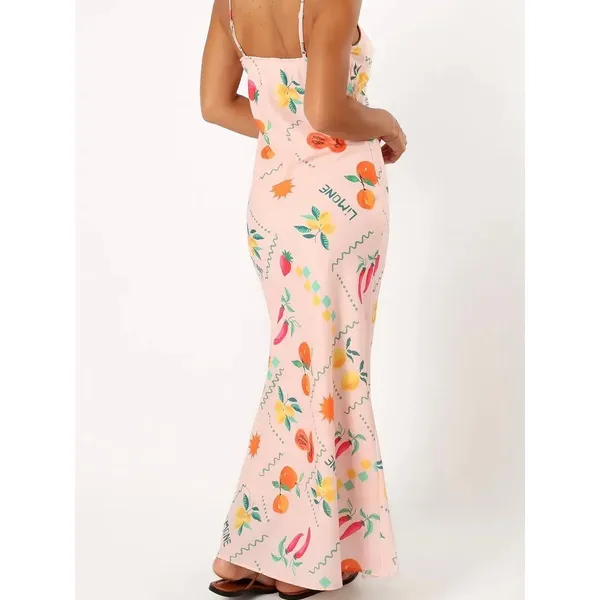 Petal&Pup Pink Fruit Print Frutti Tutti Maxi Slip Dress Sz.XL - Image 4