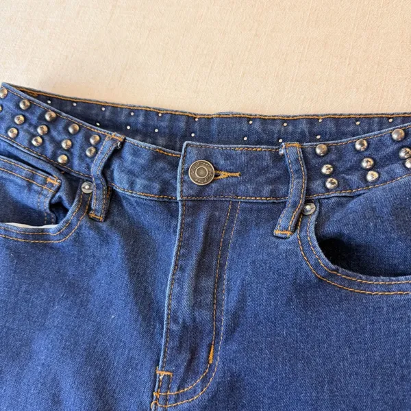 Vigoss Studded Wide Leg Jeans Womens 3/26 Blue - Image 4