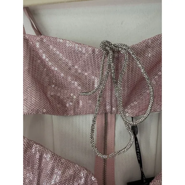 NWT White Fox Can’t Slow Down Bustier Top Pink Sequins Size XS - Image 4