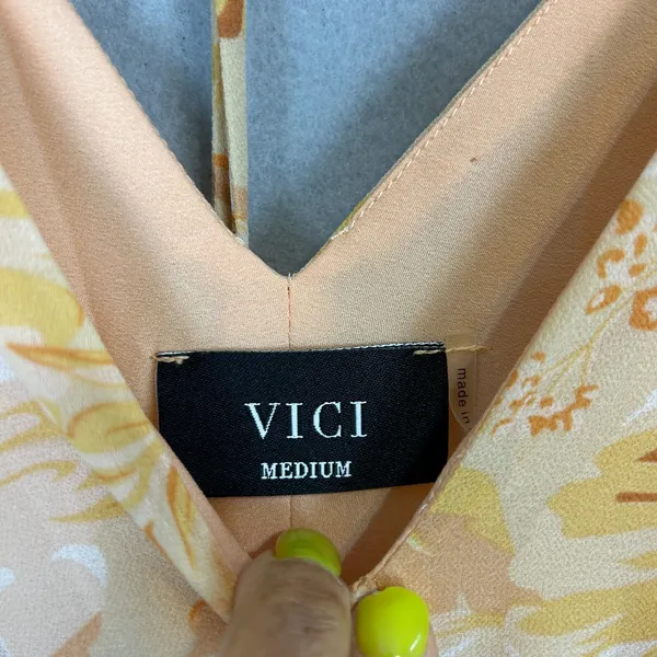 Vici Boho Floral Mini Dress Medium Yellow Ruffle Flowy Festival Summer Chic - Image 3