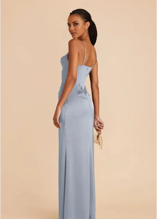 Satin Bridesmaid Dress Blue Size 4 - Image 2