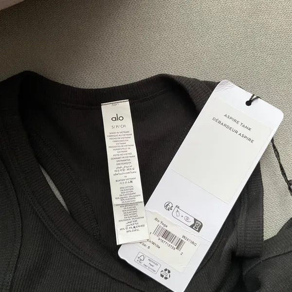 Alo Yoga Aspire Tank Black/White S - Image 3