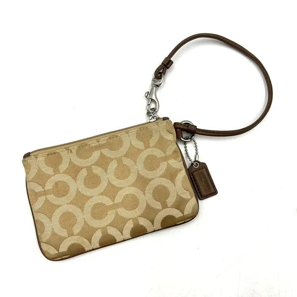 Coach Wristlet Signature C Op Art Sateen Jacquard Brown - Image 4