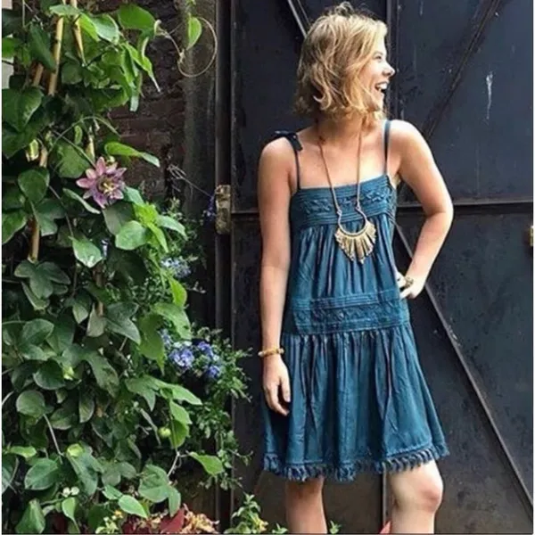 Anthropologie Floreat Senna Fringe Teal Dress Size Small - Image 15