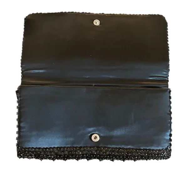 Vintage 1970s La Regale Black Beaded Clutch – Handmade in Hong Kong - Image 3