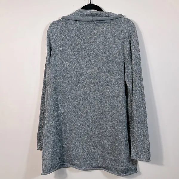 Jones New York Silver Gray Glitter Sparkle Lightweight Cowl Neck Sweater Large - Image 2