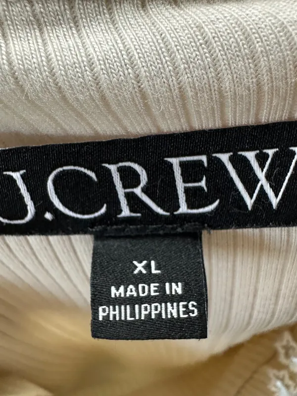NWOT J. Crew Womens Vintage Rib Ruffle Mockneck in Ivory Size XL - Image 6