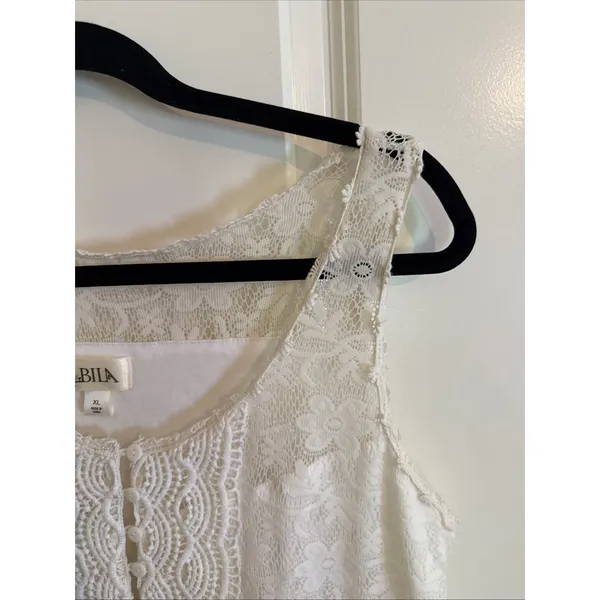 Bila White Floral Crochet Mini Dress Sz XL Graduation Rehearsal Dinner Boho - Image 5