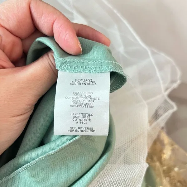 TLC Say Yes to the Prom Green Gold Sequin Glitter Sleeveless Ball Gown Size 9 - Image 9