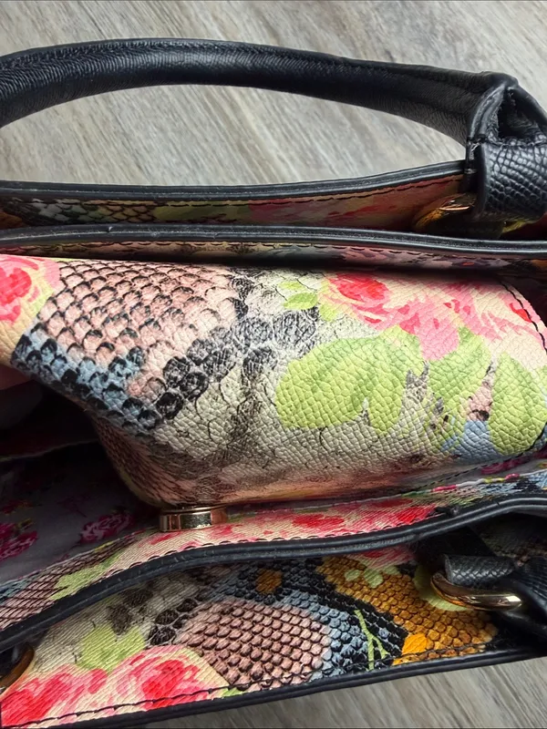 Betsey Johnson XO Chloe Floral Faux Snake Satchel Bag - Image 7