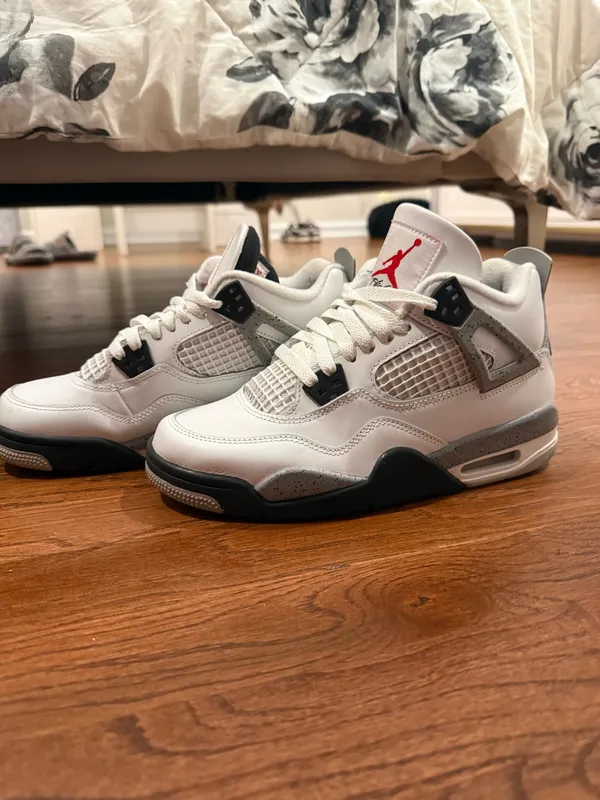 Air Jordan 4 Retro “White Cement” sneakers in Grade School (GS) size 6.5Y - Image 2