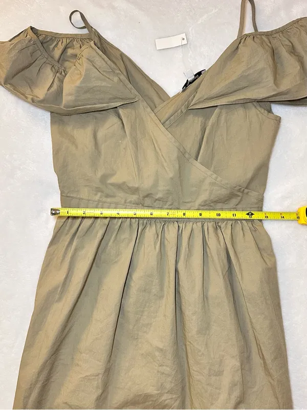 New MADEWELL Khaki Tan Green Off-The-Shoulder Tank Strap Midi Dress Size 0 - Image 5