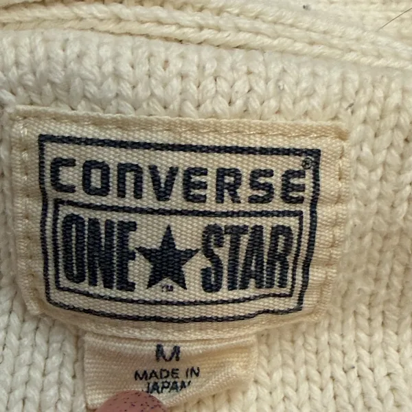 Converse One Star Women’s Cable Knit Sweater Medium Long Sleeve V-Neck Pullover - Image 2