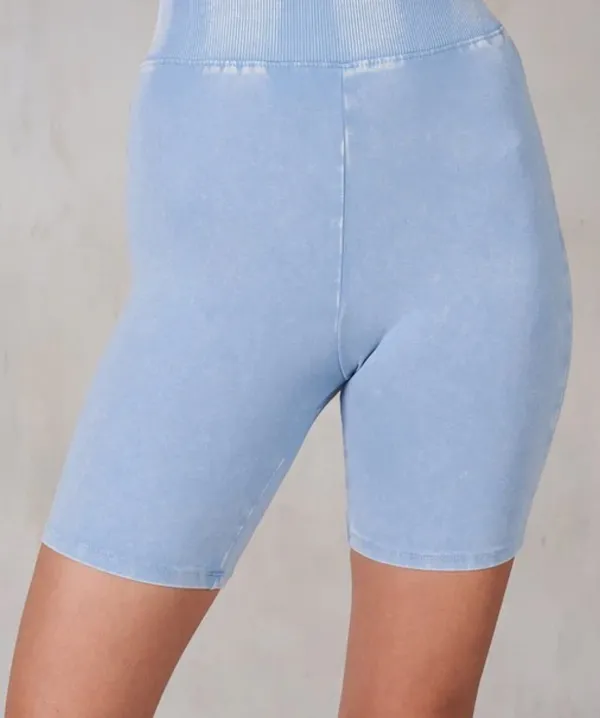 Boutique Mineral Washed V-Neck Shirt & Biker Shorts Set - Image 2