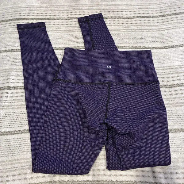 Lululemon Wunder Under High Rise Legging Purple Black Small Check Size 6 EUC - Image 9
