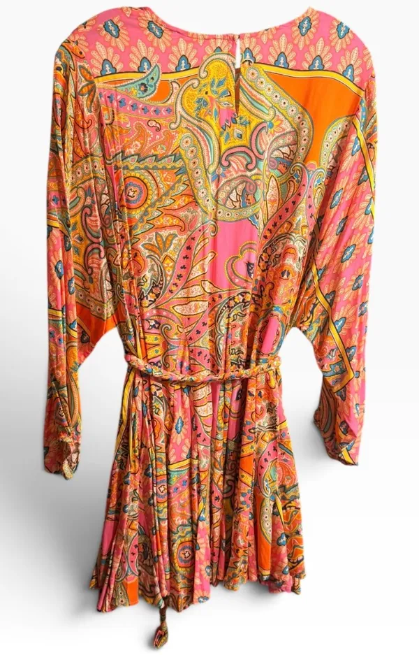 Olivaceous Paisley Tie Waist Mini Dress Size Small - Image 5