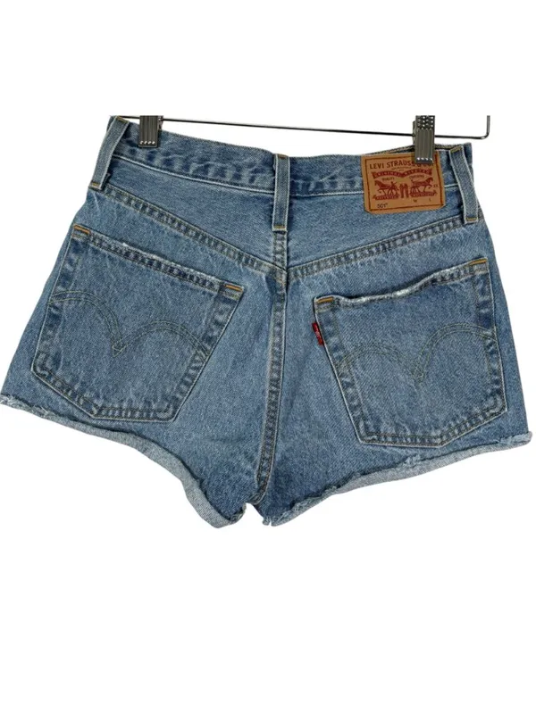 Levi's 501 High Waist Distressed Cut Off Jean Shorts Size 24 - Image 3