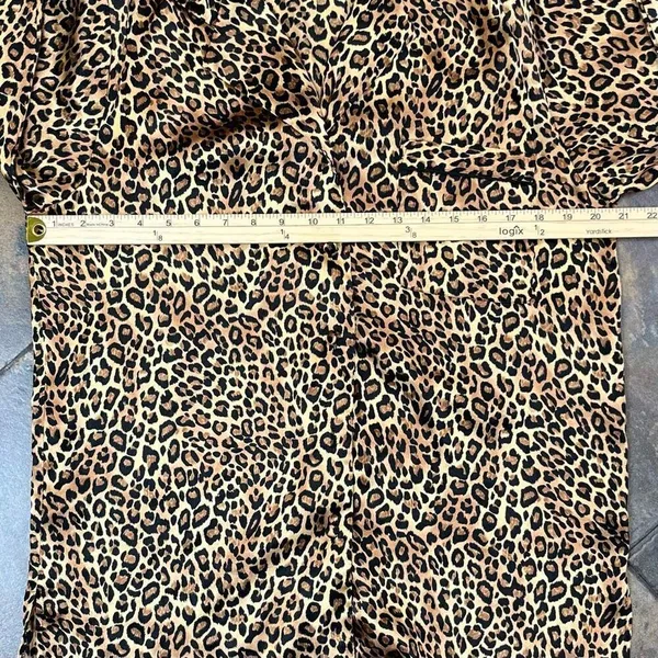 Private Luxury Silky Leopard Animal Print Button Down Shirt Small - Image 4