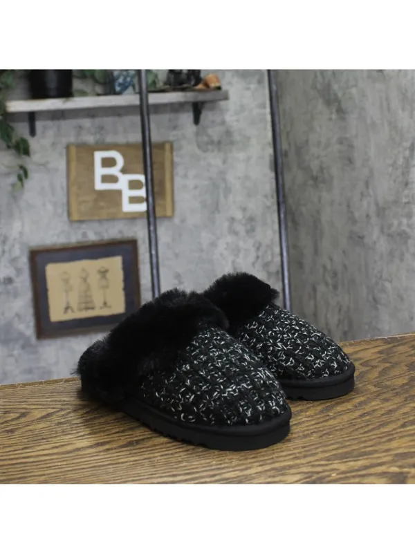 NWT Style & Co Rayaa Quilted Faux Fur Slippers 10021612600 Black Beauty 5M - Image 6