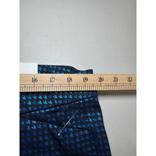 Old Navy NWT Pixie Ankle Pants 18 Cotton Blend Blue‎ Metallic Print Stretch Y2K - Image 9