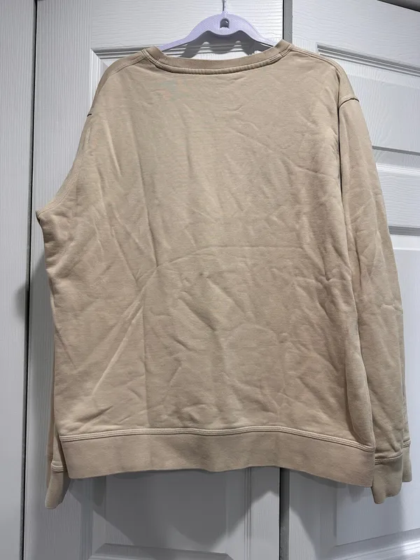 Nike Club Fleece Crewneck Sweatshirt Tan Beige Pullover Embroidered Swoosh XXL - Image 4
