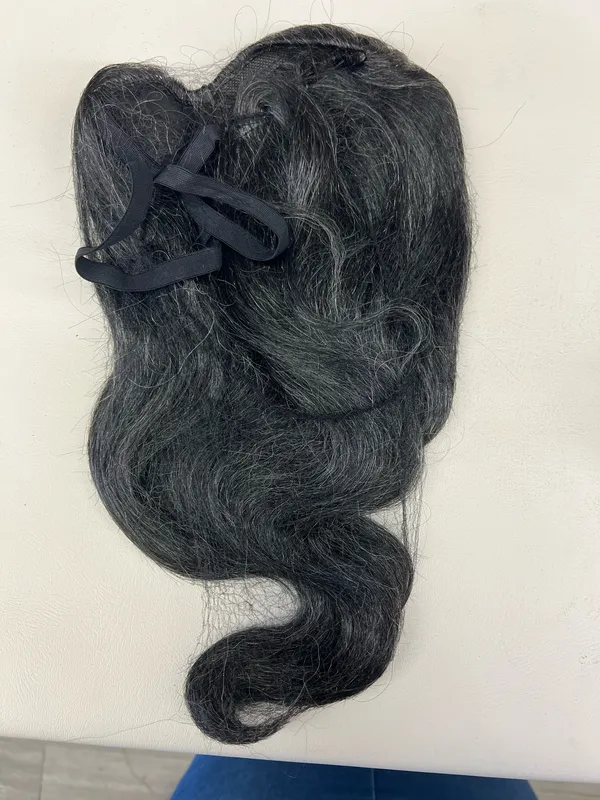 Black biker beard and mustache wig with black bandana - Image 5