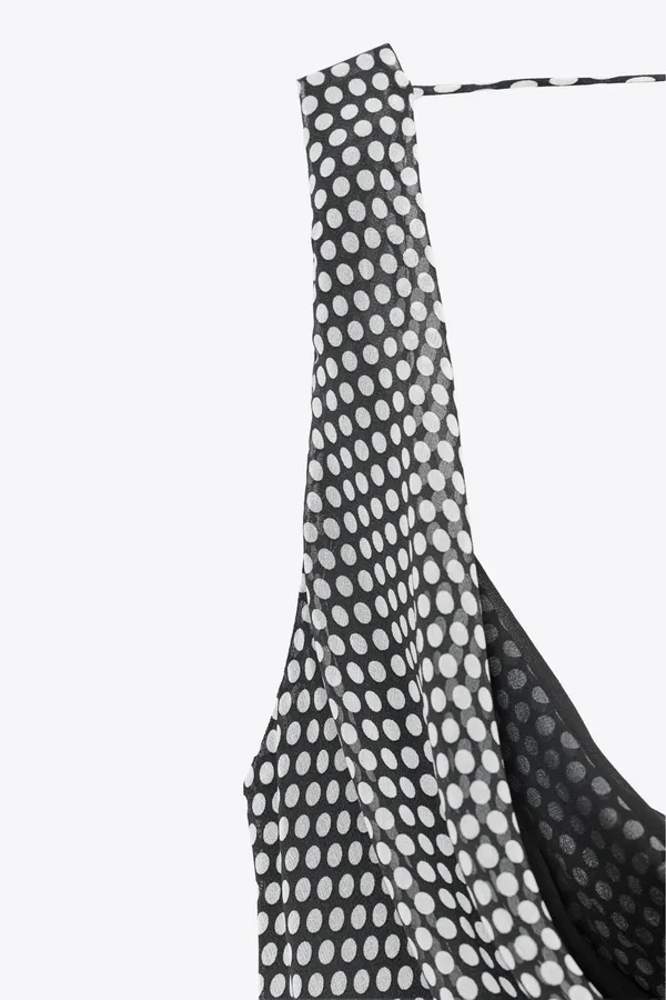 Zara Sleeveless Black & White Polka Dot Maxi Dress - Image 8