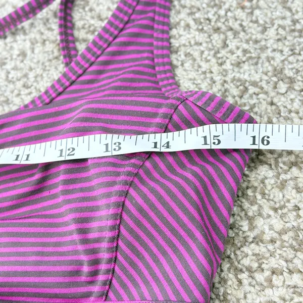 prAna Rebecca Athletic Dress Women XS‎ Purple Gray Striped Lattice Shelf Bra - Image 10