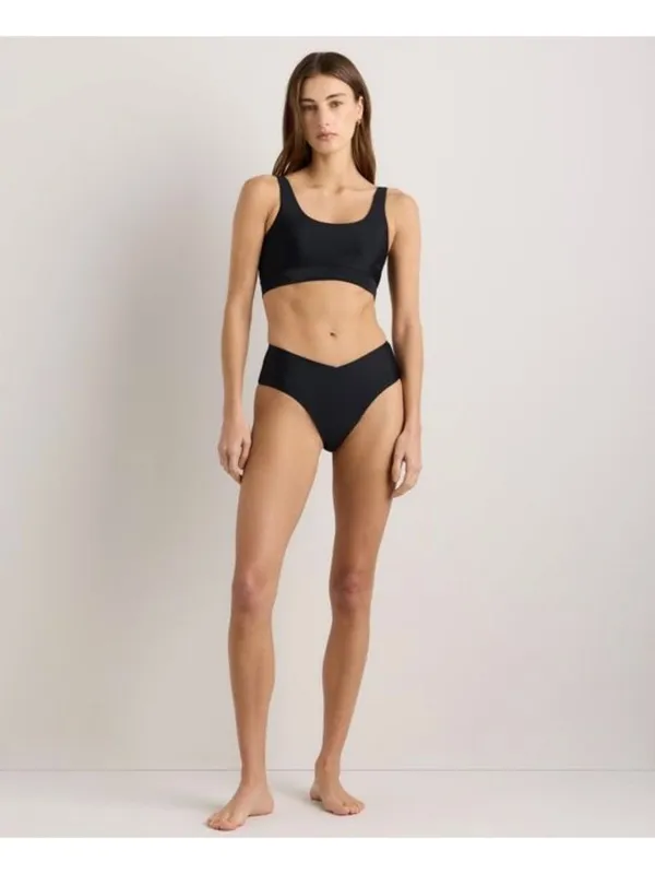 NWT Quince Italian V-Cut High-Rise Bikini Bottom in Black - Size: Small - Image 8