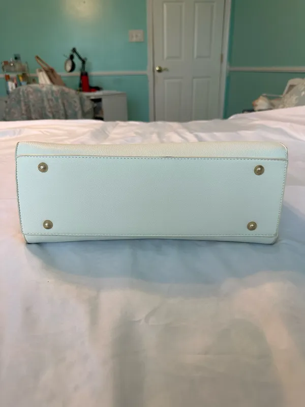 White Double Handle Satchel Purse - Image 9