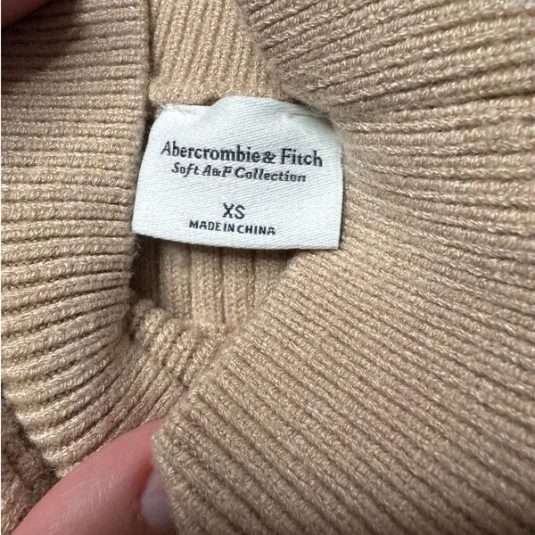 Abercrombie Tan Cream Striped Mockneck Sweater Mini Dress XS - Image 7