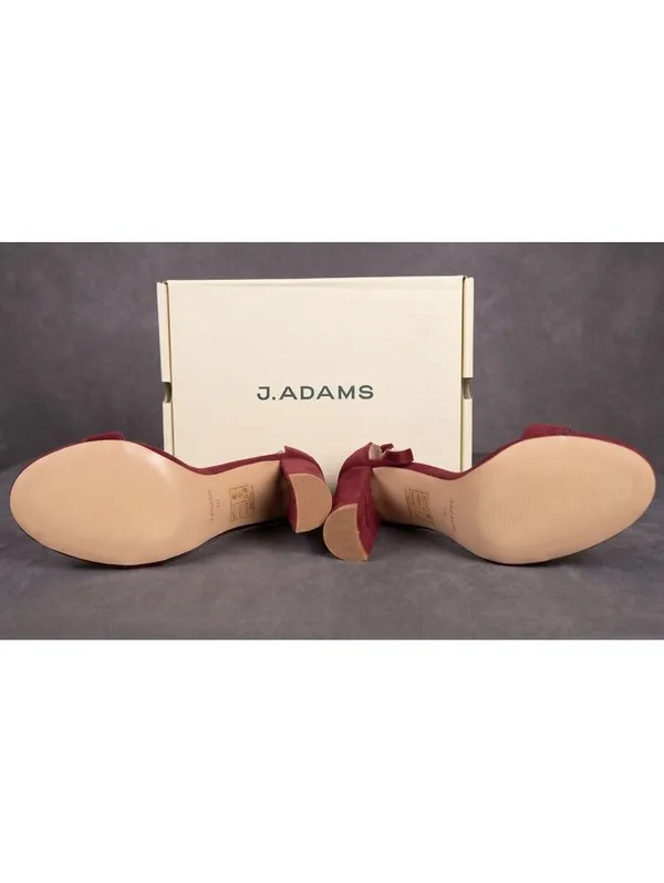 J. Adams Shirley Wine Suede Ankle Strap Block Heel Sandals Size 10 New in Box - Image 3
