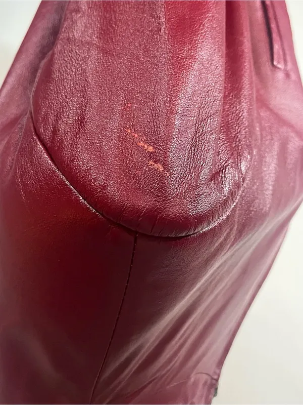 Boutique Europa Women’s Burgundy Genuine Leather Full Zip Jacket Coat Size 8 - Image 4