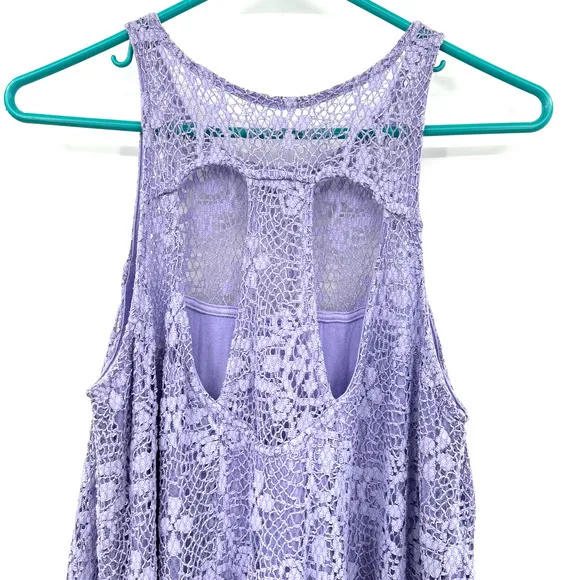 Free People size small purple lace sleeveless dress with cutout on‎ back lined - Image 4