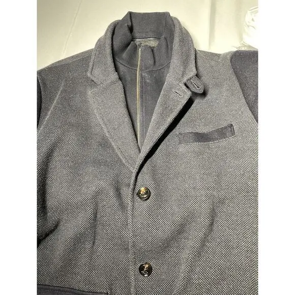 Ted Baker‎ London Blue Wool Sleeve Textured Coat Jacket Removable Collar Size 6 - Image 13