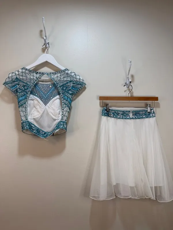 Shail K Beaded Embellished 2 Piece Set Open Back Tulle Tutu Skirt Sz 2 - Image 7
