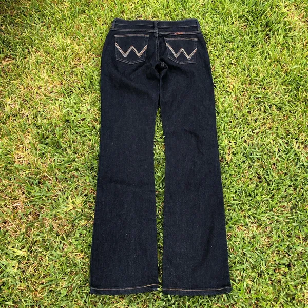 Wrangler Q Baby Jeans Bootcut Dark Blue Stretch Denim Women's 3/4 x 34 - Image 7
