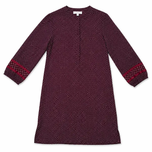 Ann Taylor Loft Burgandy Printed Shift Dress, M - Image 3